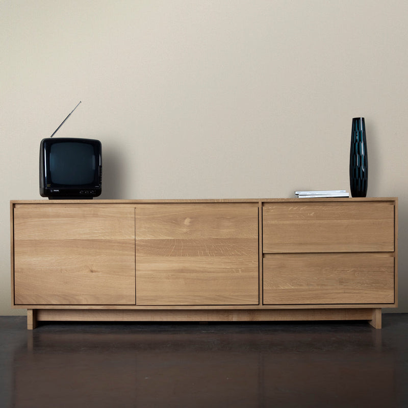 wave tv cupboard styled as a living room.