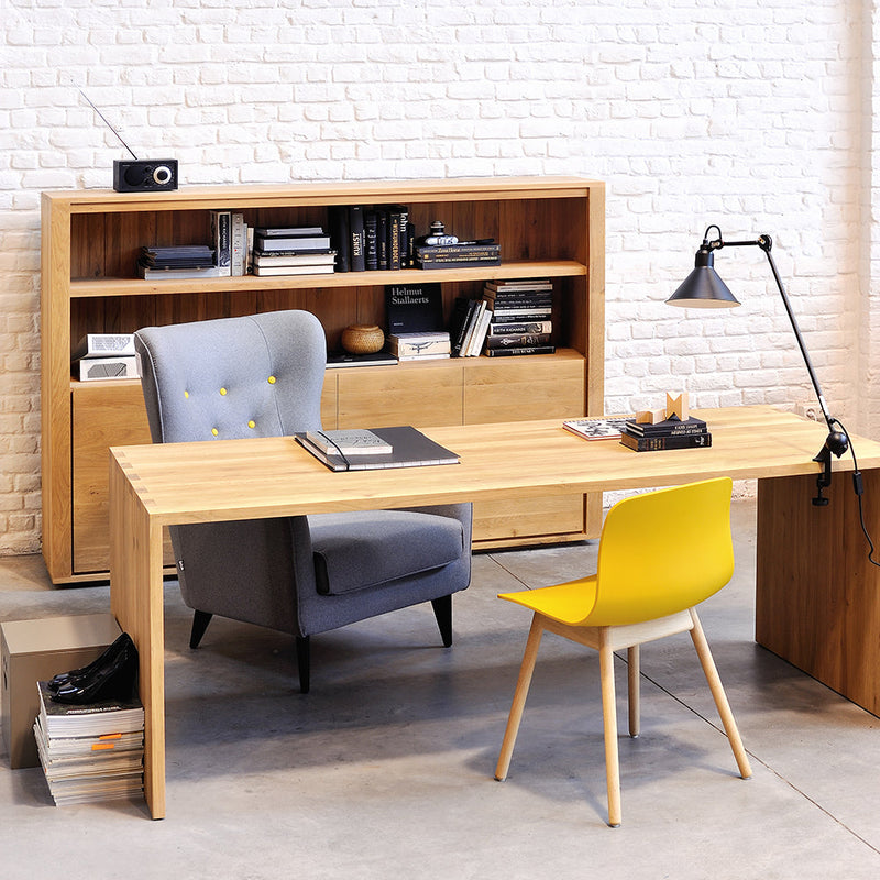  U desk styled in an office with other oak office furniture