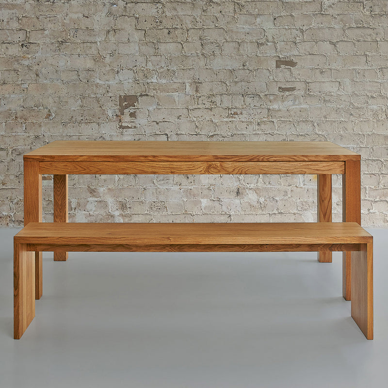 maya bench shown with the journeyman table, simple squared edges,