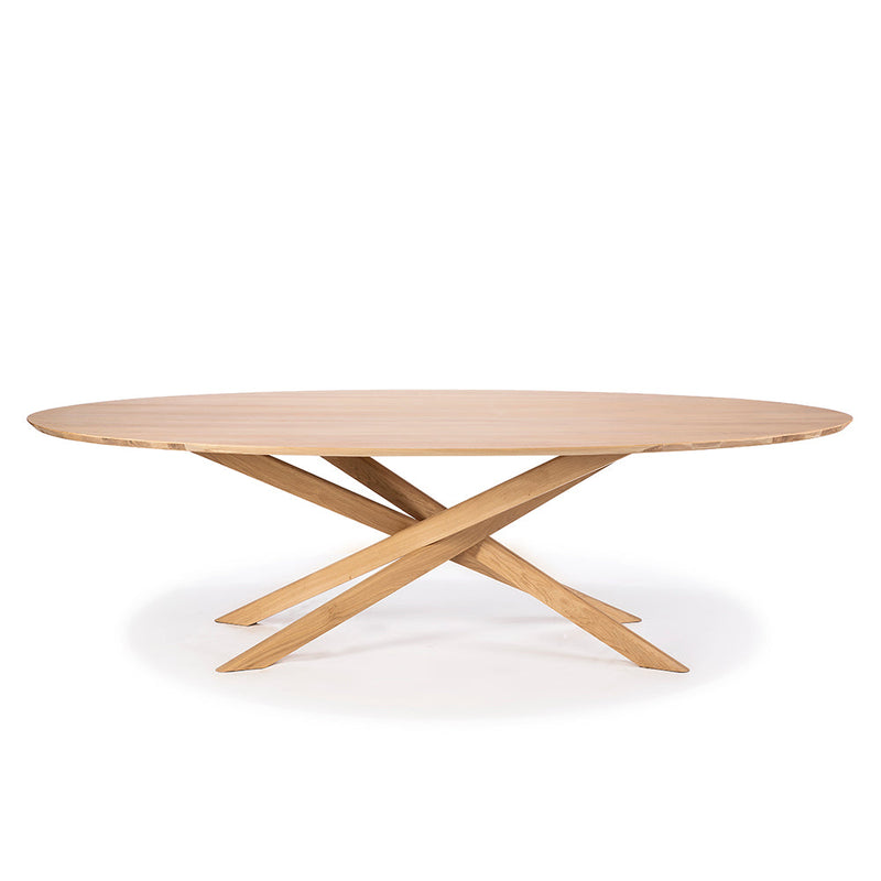 elements oval solid oak dining table with crossed legs