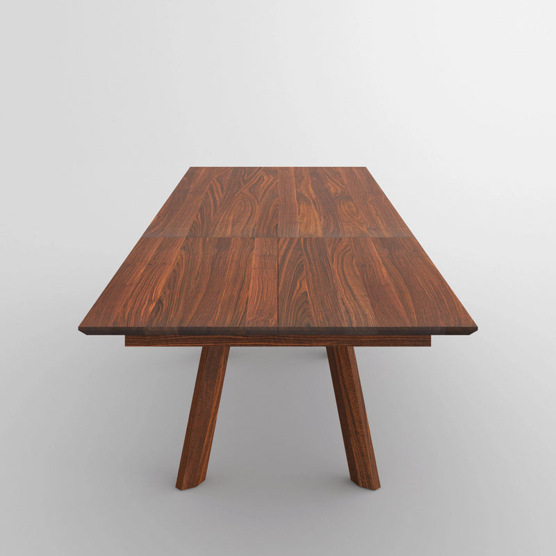 End view of extending walnut table 