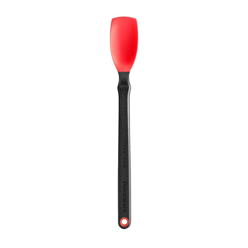  mini supoon (red) showing black handle wth hanging hole
