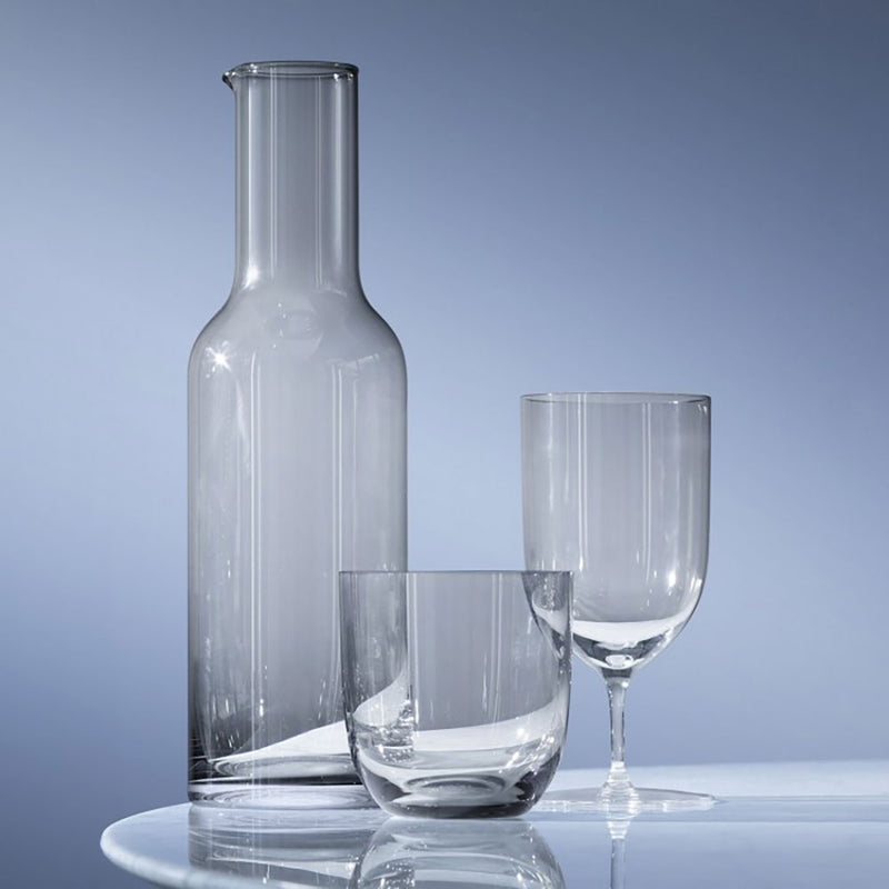 Hint collection of grey glass carafe, water glass and wine glass