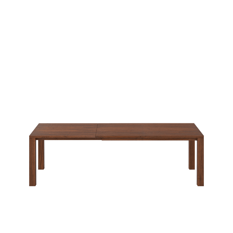 extended walnut journeyman table with 2 leaves with continuous grain