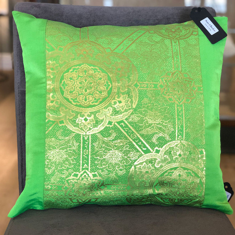 Lime Flora & Borders Vintage Obi Cushion