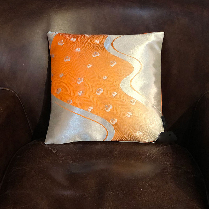 Orange Swirls Vintage Obi Cushion - Square
