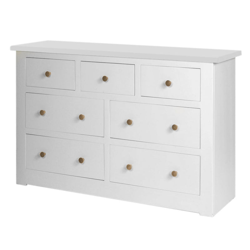 provence white painted bedroom drawers, 3 over 4 drawers for clothes.