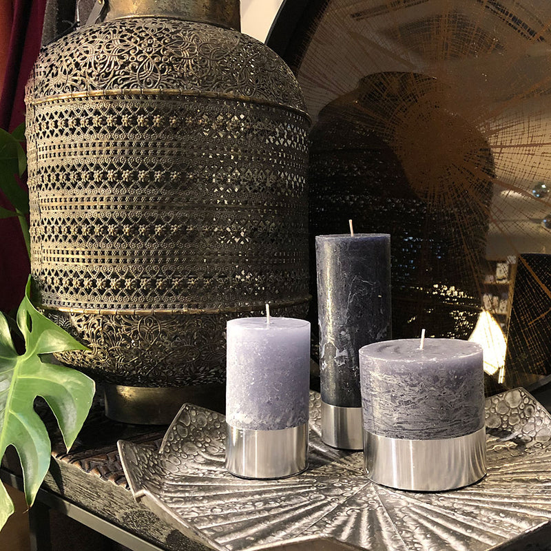 Candle with Steel Band 'Dark Grey'