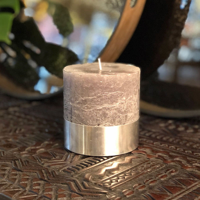 Candle with Steel Band 'Dark Grey'