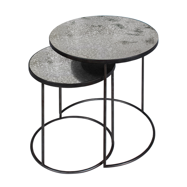 Silver Aged Mirror Nesting Side Table Set Blacks of Sopwell Online Store