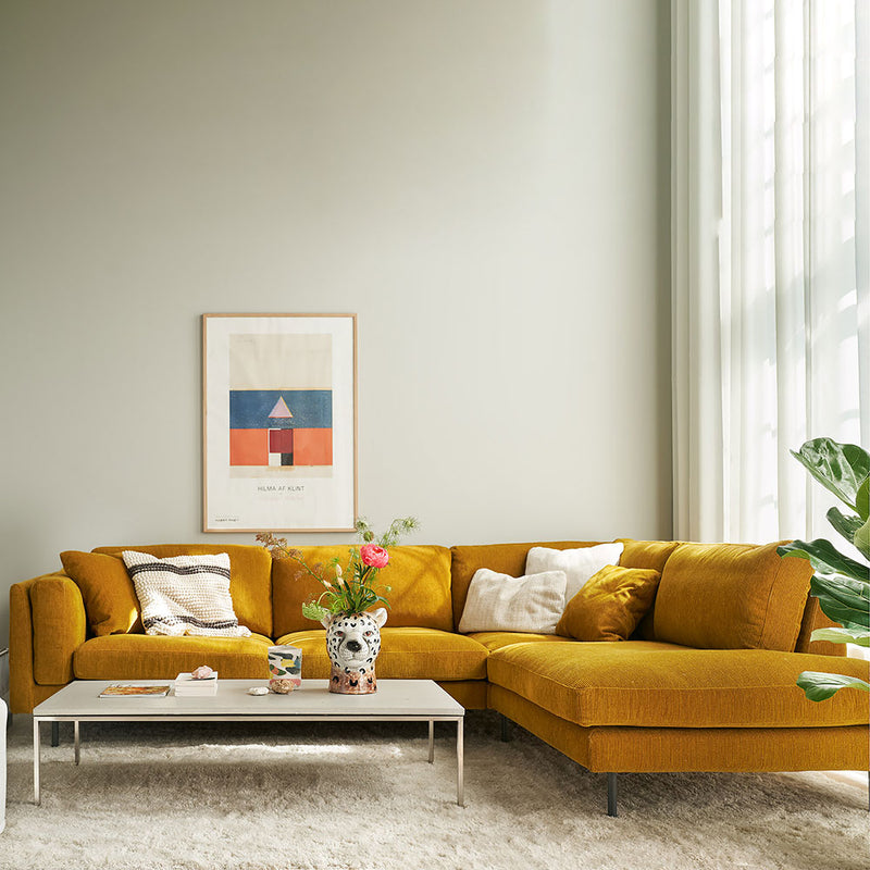 sigfrid right corner sofa in mustard fabric