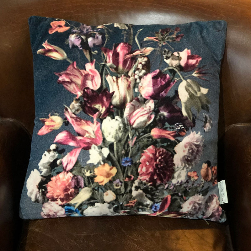 Bouquet Teal Velvet Cushion