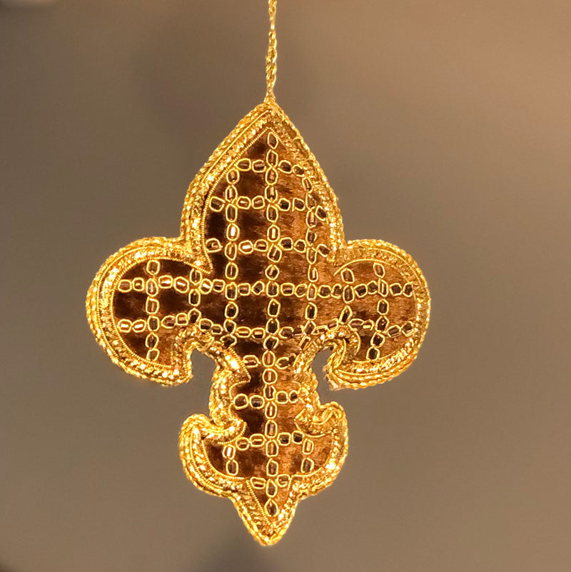 Golden Velvet Fleur de Lys Decoration