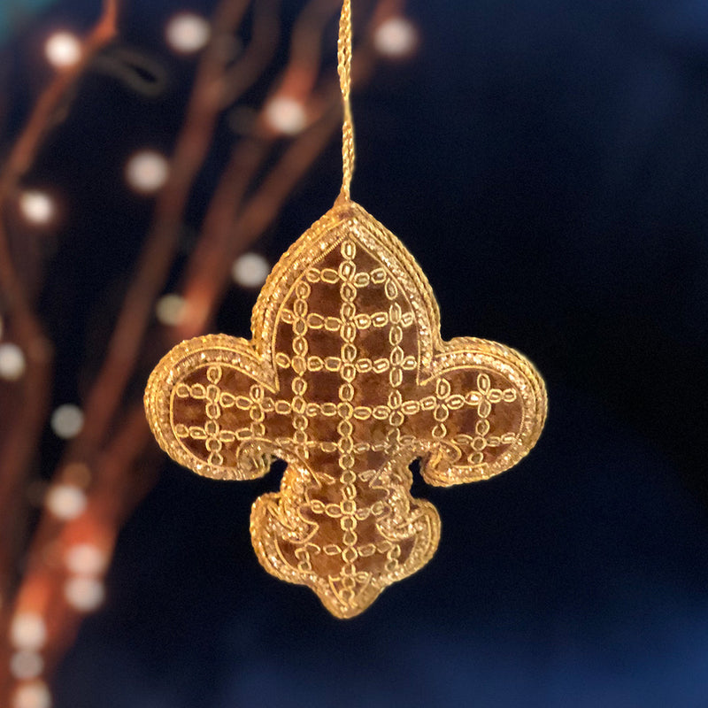 Golden Velvet Fleur de Lys Decoration