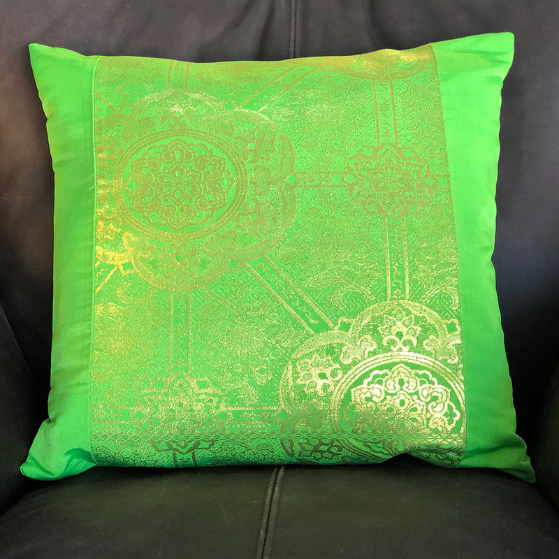 Lime Flora & Borders Vintage Obi Cushion