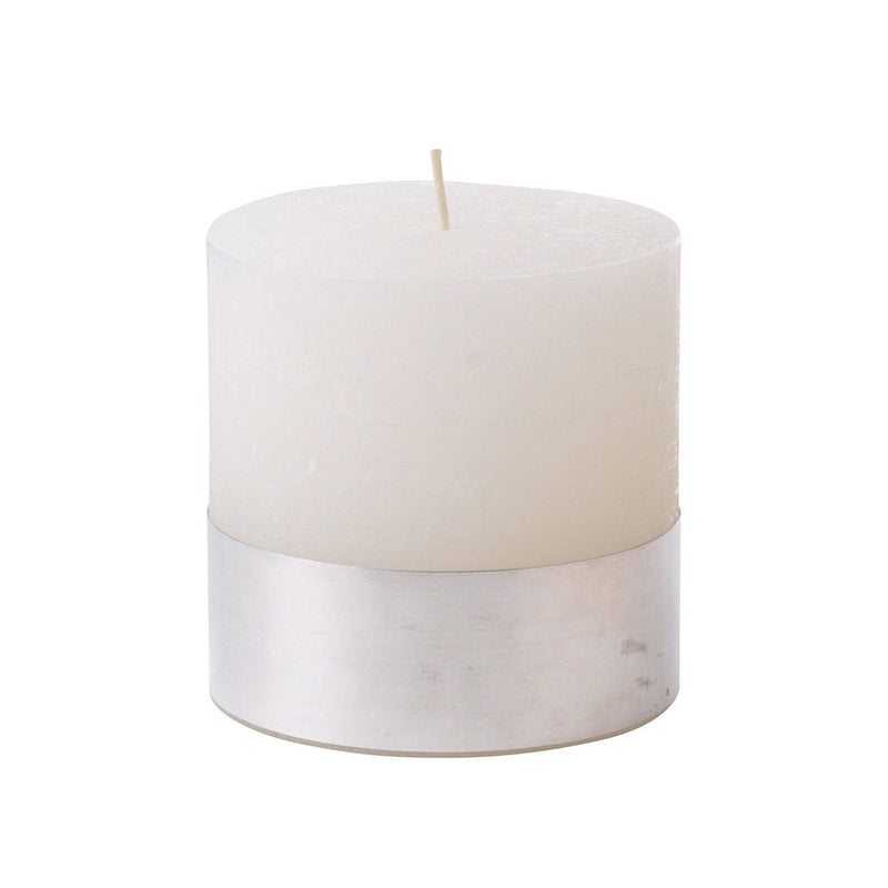 Candle with Steel Band 'White'