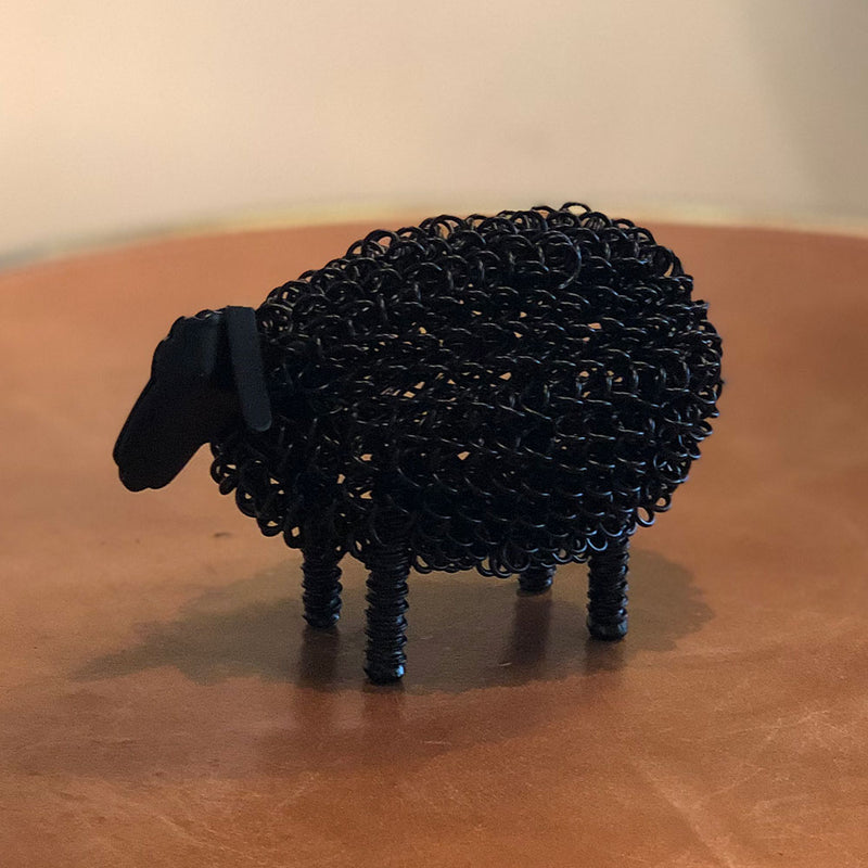 black lamb made from curled wire. 